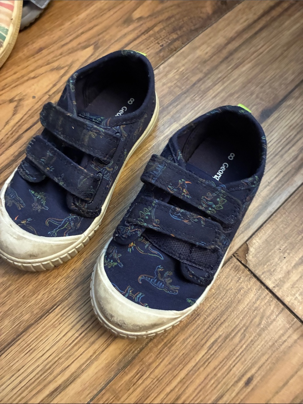 George Navy Dinosaur Velcro Kids Sneakers